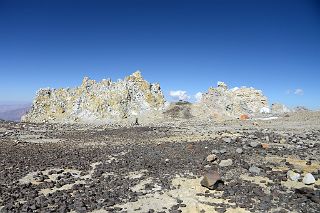 10 Aconcagua Camp 3 Colera 5980m With Jagged Rock Formations, Our Solitary Tent And An Emergency Shelter